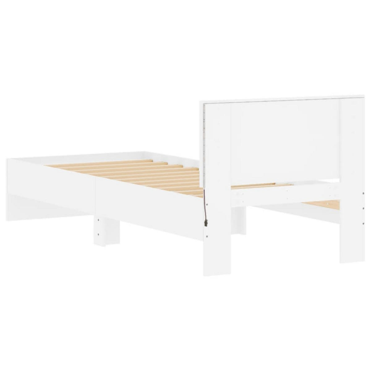 BETTGESTELL Mit Kopfteil Und Led-Leuchten Weiss 90/200 Cm - Weiß, Holzwerkstoff (90/200cm) - vidaXL