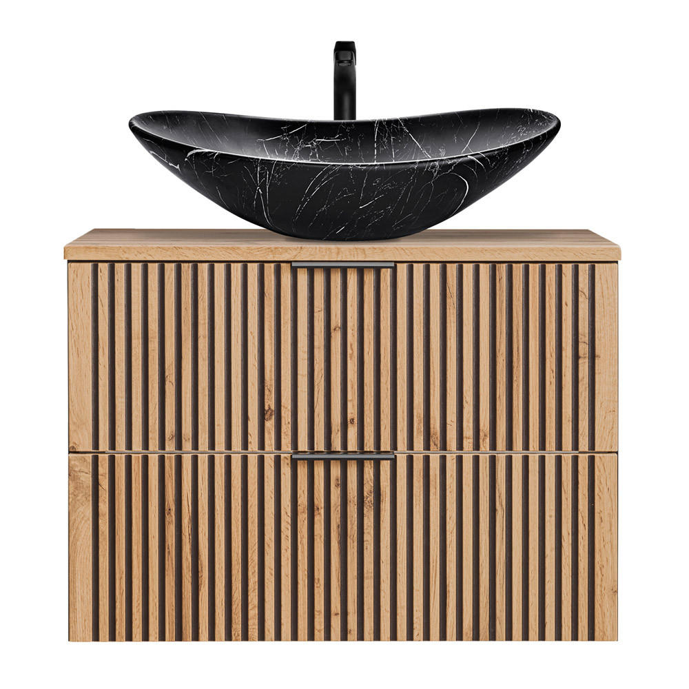 WASCHBECKENSCHRANK Xanten-56 - Braun, Holzwerkstoff (81/74/47cm) - Lomado