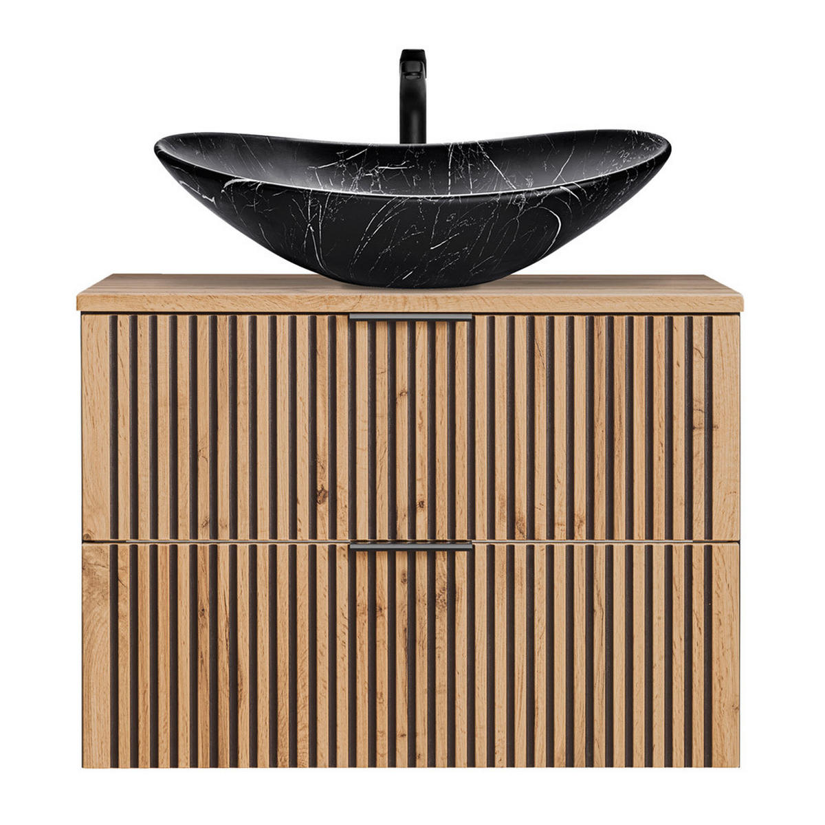 WASCHBECKENSCHRANK Xanten-56 - Braun, Holzwerkstoff (81/74/47cm) - Lomado