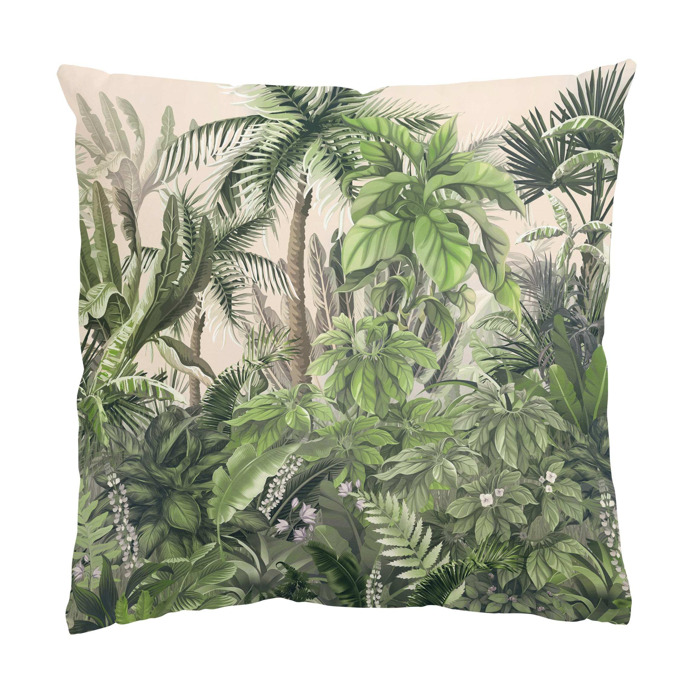 DEKOKISSEN Dschungelpflanzen in Grün 50/50 cm - Grün, Textil (50/50/10cm) - Bilderwelten