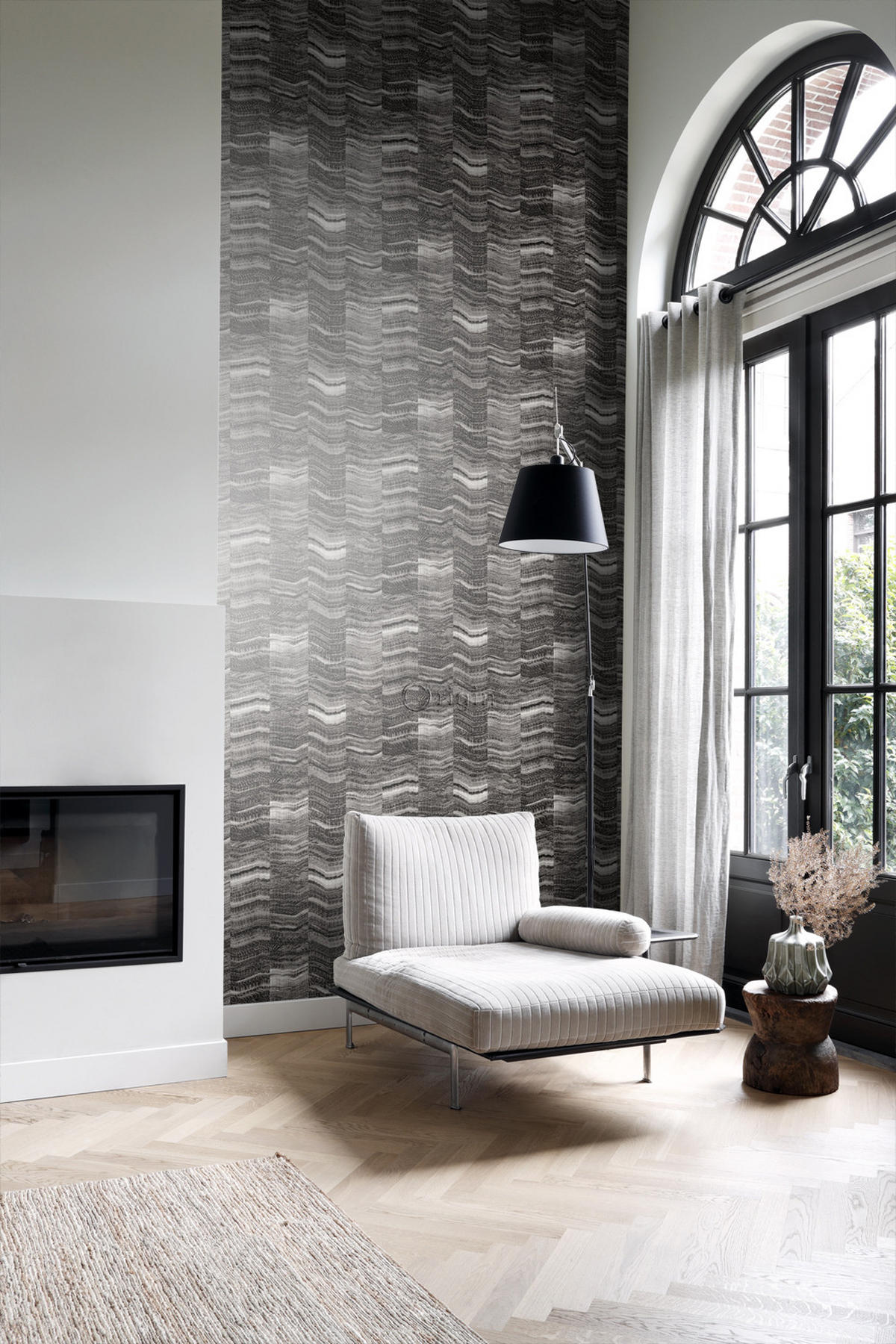 TAPETE Zick-Zack-Mamorstreifen 53 cm x 10.05 m - Schwarz, Papier (53/1000cm) - Origin Wallcoverings