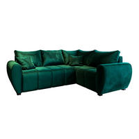 ECKSOFA MADISON L R-S Grün Plüsch-Stoff mit Schlaffunktion - Grün, Holz (235/175cm) - MASSENO