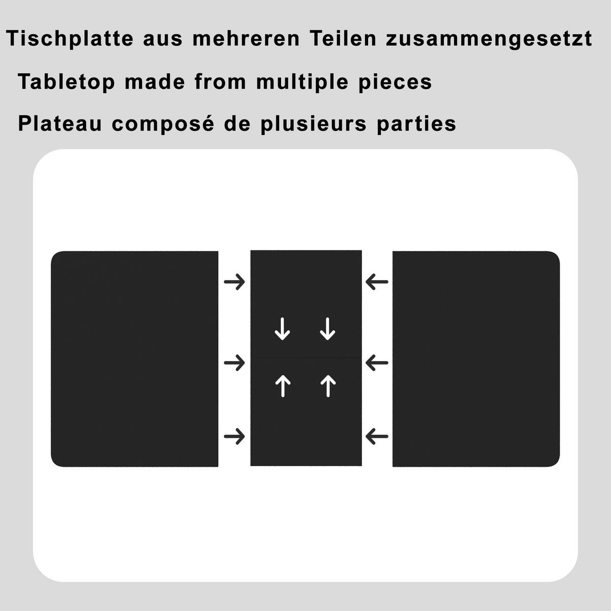 ESSTISCH 120–160/80/76 cm, Schwarz - Schwarz, Holzwerkstoff/Metall (160/80/76cm)
