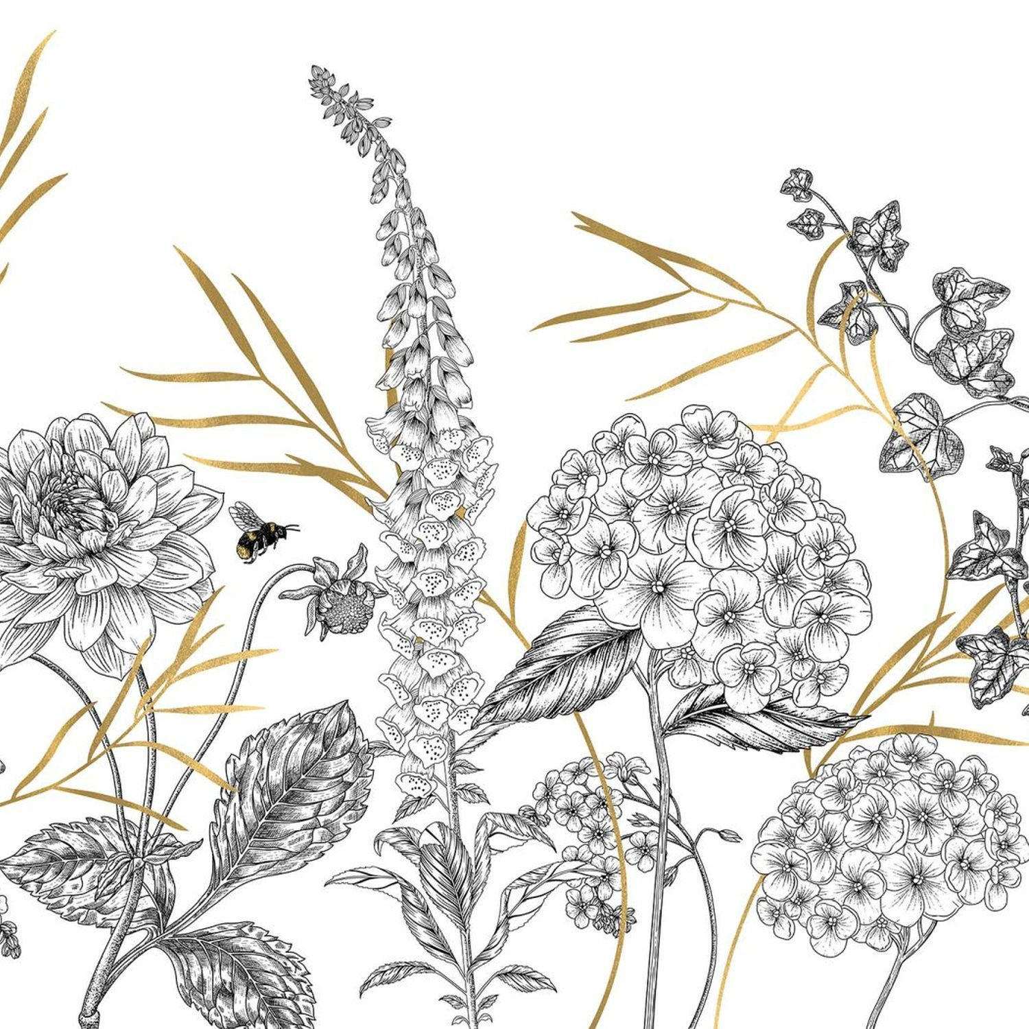 FOTOTAPETE Blumen 400 x 280 cm - Schwarz, Papier (400/280cm) - Sanders & Sanders