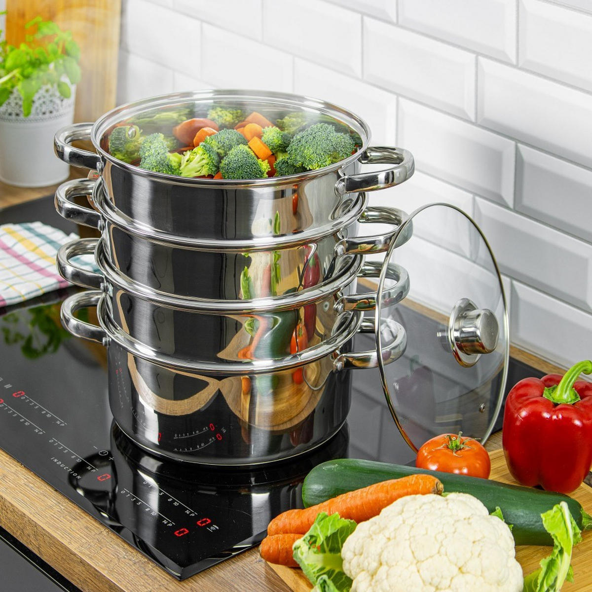 TOPF Silber 22/22/10 cm KH3329 - Silberfarben, Metall (22cm) - Kinghoff 