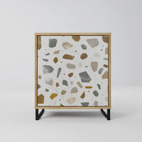 SIDEBOARD PIECES OF TOMORROW, Eichefarben, 57,5x42x67,5 cm, Schwarze Metall-Rahmenfüße - Eichefarben/Multicolor, Holzwerkstoff/Metall (57.5/67.5/42cm) - SpaceRebels