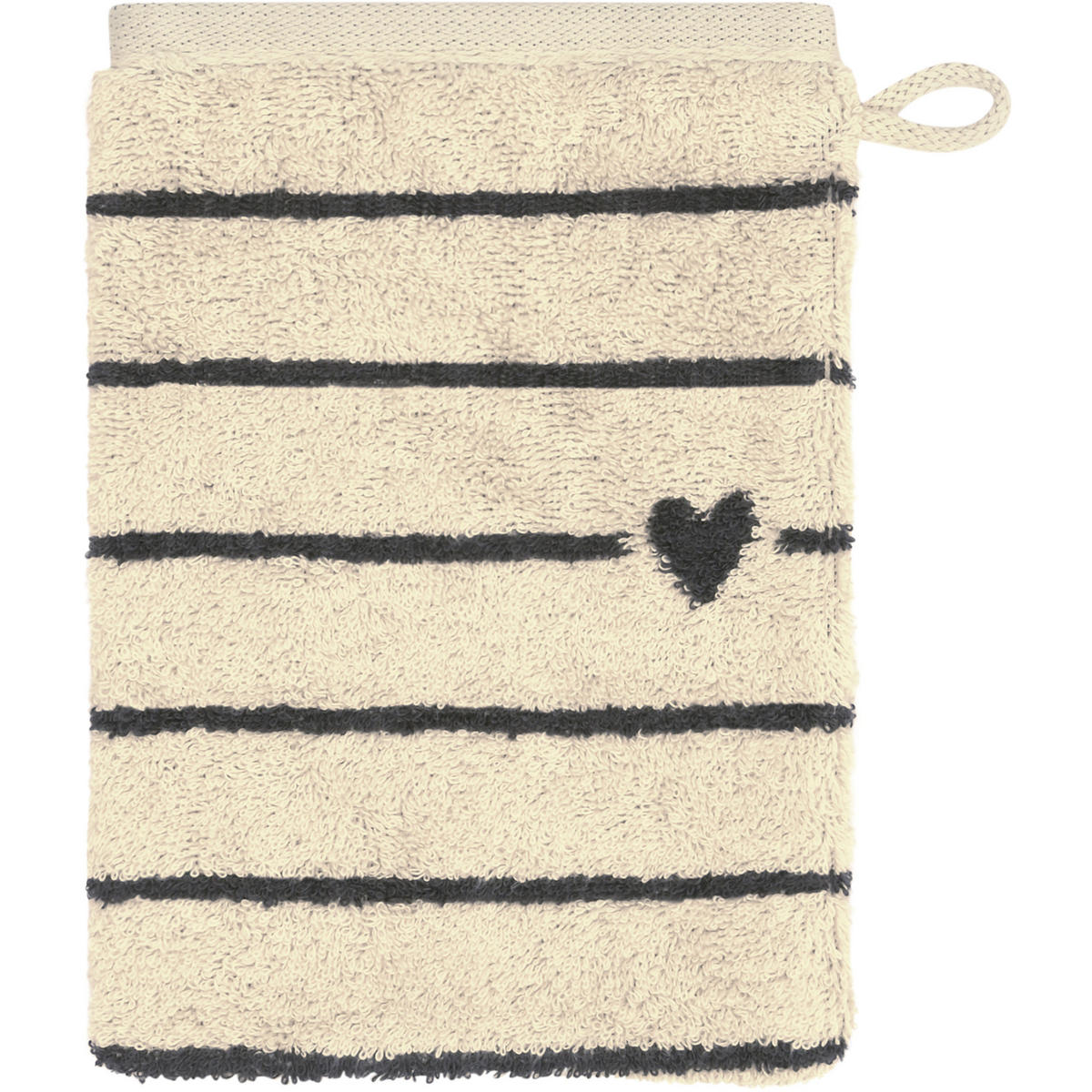 WASCHLAPPEN HEART BEATS LINES & HEARTS 6276 BASALT - 37 - Grau, Textil (16/22cm) - Cawoe