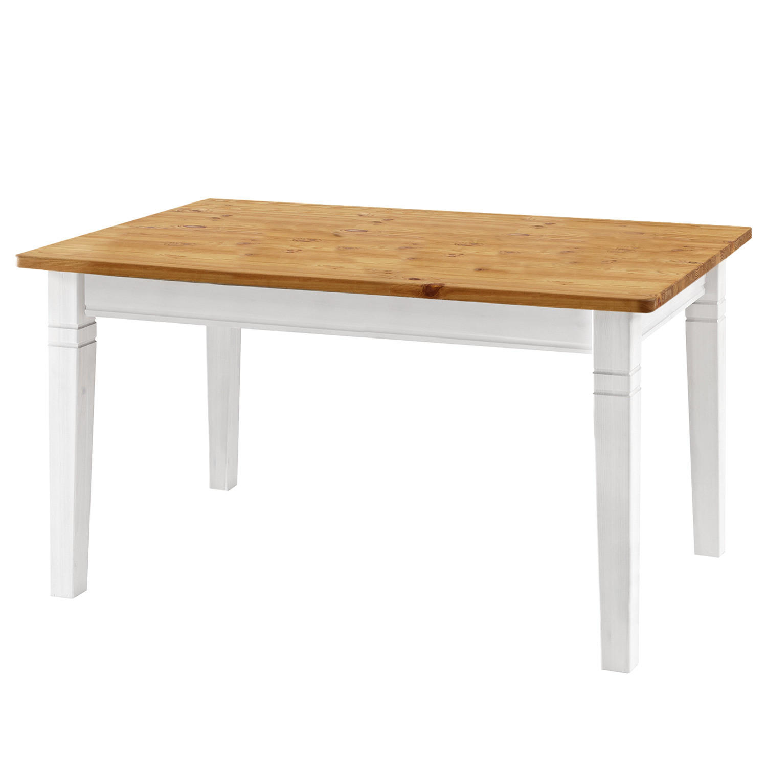 ESSTISCH - Massivholz - Weiß/Kieferfarben, Holz (90/140/78cm) - home24