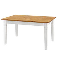ESSTISCH - Massivholz - Weiß/Kieferfarben, Holz (90/140/78cm) - home24