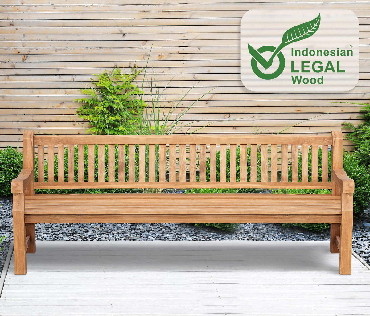 GARTENBANK Teakbank Degad Holz Teak Holzbank 240cm - Teakfarben, Holz (240/93/61cm) - DELUKE