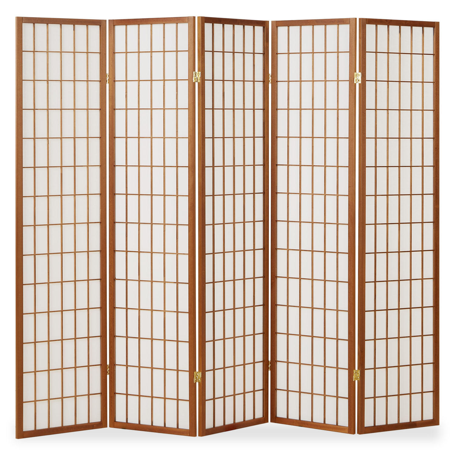 PARAVENT 5-tlg. 220/175 cm Braun Shoji - Braun, Holz (220/175/2cm) - Homestyle4u