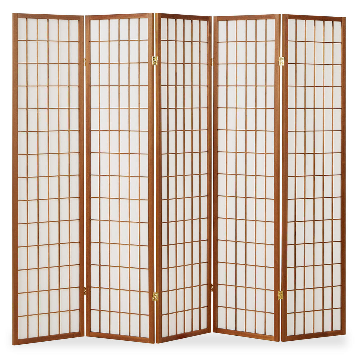 PARAVENT 5-tlg. 220/175 cm Braun Shoji - Braun, Holz (220/175/2cm) - Homestyle4u