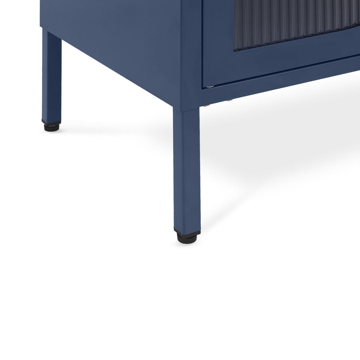 LUKA 2-türiges Metall-Sideboard in Mitternachtsblau mit geriffeltem Glas, 80 cm - Dunkelblau, Metall (80/90/35cm) - Sicaan
