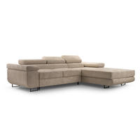 ECKSOFA L Form Arborio Beige 280/203/90 cm Rechts mit Schlaffunktion - Beige/Schwarz, Textil/Metall (280/203cm) - AX Living