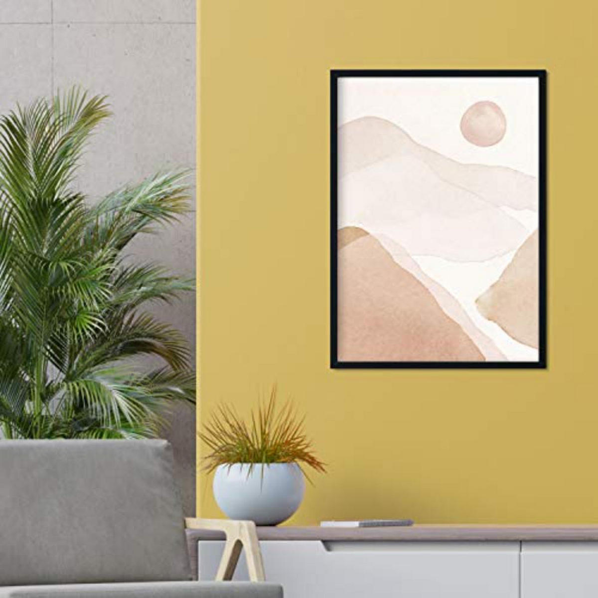 POSTER Set mit 4 Blätter und abstrakten Formen mit braunen Tönen A3 Schwarzer Rahmen - Schwarz, Papier (29.7/3cm) - Nacnic