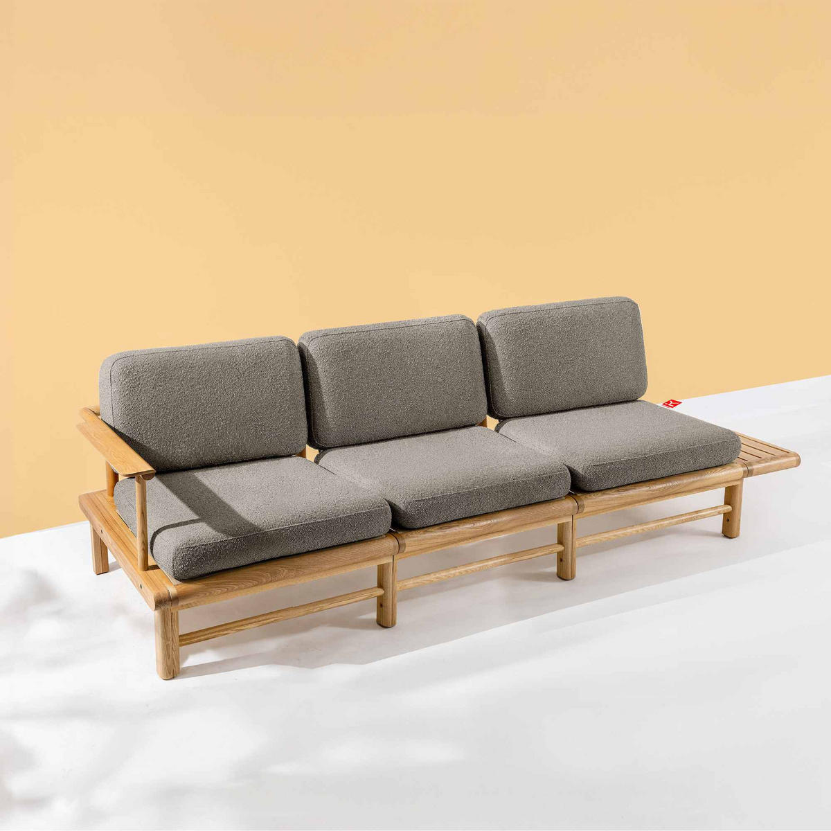 GARTENSOFA ATREDA 3-Sitzer, mit Ablage - Grau, Holz/Textil (245/74/80cm) - KONSIMO®