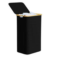 WÄSCHEKORB mit Deckel 110 L Schwarz - Schwarz, Naturmaterialien (33.7/73.7/44.5cm)