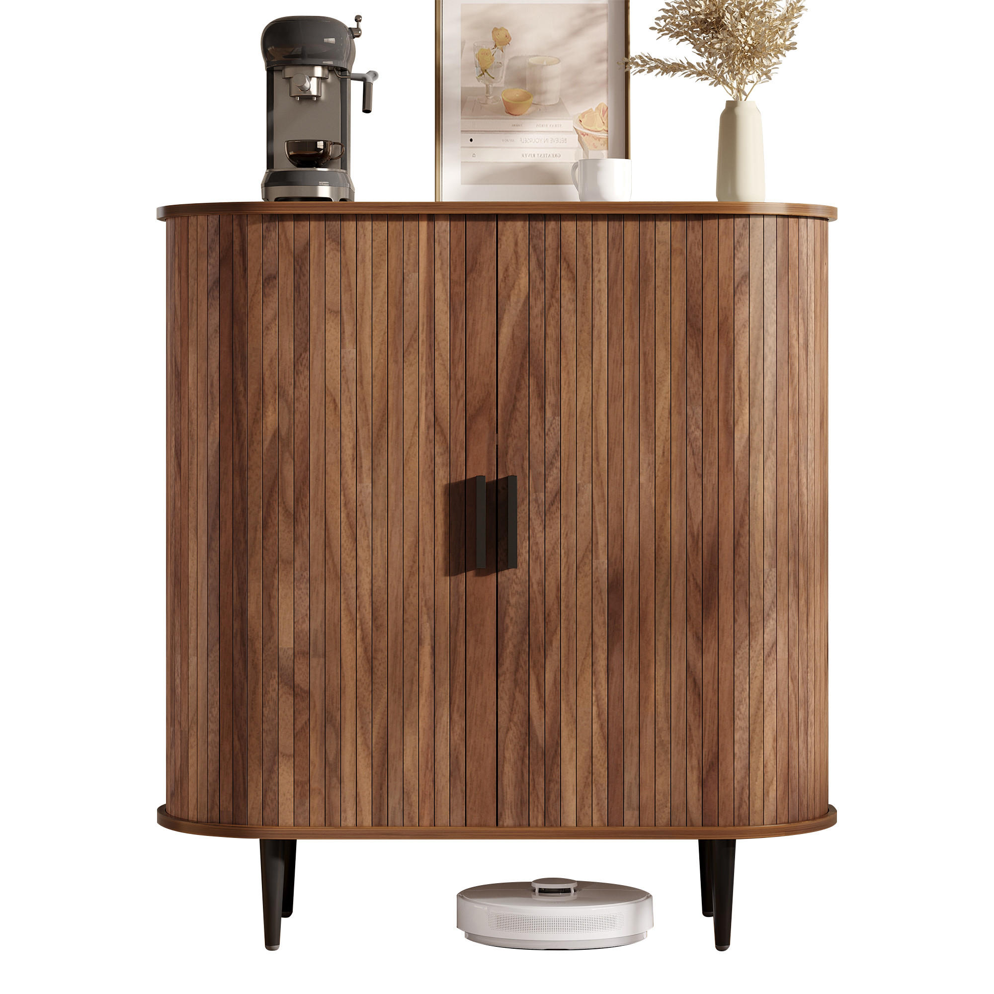 SIDEBOARD 85x40x93cm Holzoptik mit Schiebetüren und Haken - Naturfarben, Holzwerkstoff (85/93/40cm) - FLIEKS