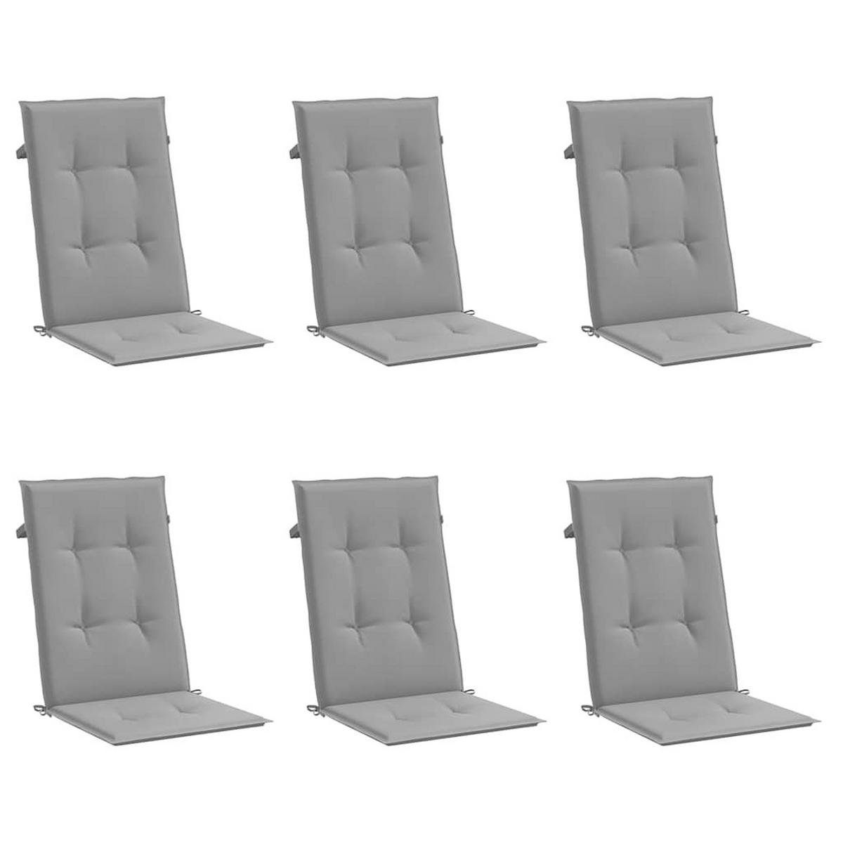 GARTENSTUHLAUFLAGEN Für Hochlehner 6Er Set Grau 120/50/3Cm Stoff - Grau, Textil (50/3/120cm) - vidaXL