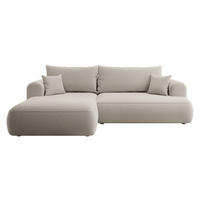 ECKSOFA Ovo Cremeweiß Velours - Creme/Schwarz, Kunststoff/Textil (260/165cm) - Selsey