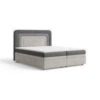 BOXBETT - Bett 10 NEST - Riviera - 140x200 cm - Modernes Polsterbett mit Bettkasten - Grau, Holz (140/200cm) - ROYAL24_MARKT