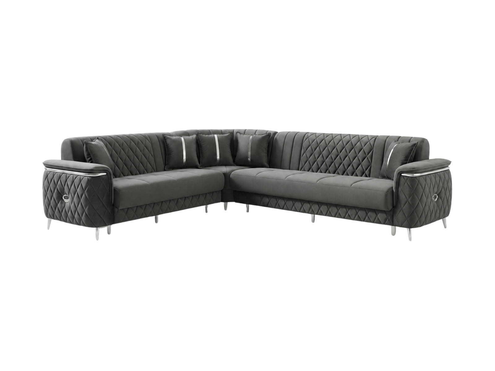 ECKSCHLAFSOFA Pasadena Grau - Schenkel gleich lang - Grau, Holzwerkstoff/Kunststoff (315/315cm) - Villa Möbel