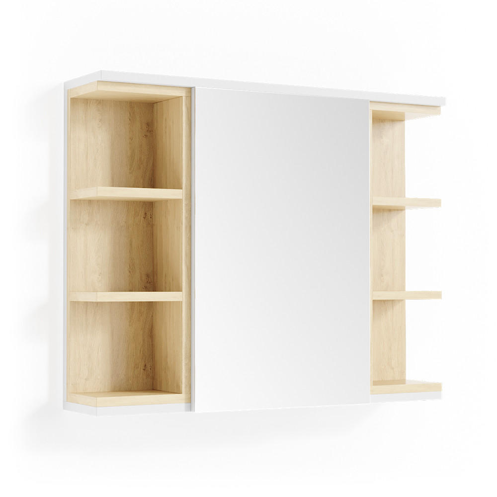 BADSPIEGELSCHRANK Aquis Weiß 79.6 x 64 cm - Weiß, Holzwerkstoff (79.6/64/18cm) - Vicco