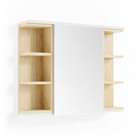 BADSPIEGELSCHRANK Aquis Weiß 79.6 x 64 cm - Weiß, Holzwerkstoff (79.6/64/18cm) - Vicco