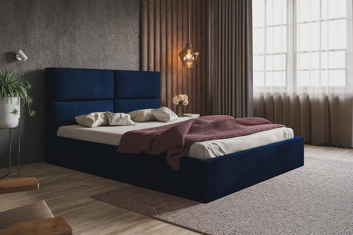 POLSTERBETT 140x200 Terra mit Bettkasten, Blau - Blau, Holz/Textil (140/200cm) - Emporius