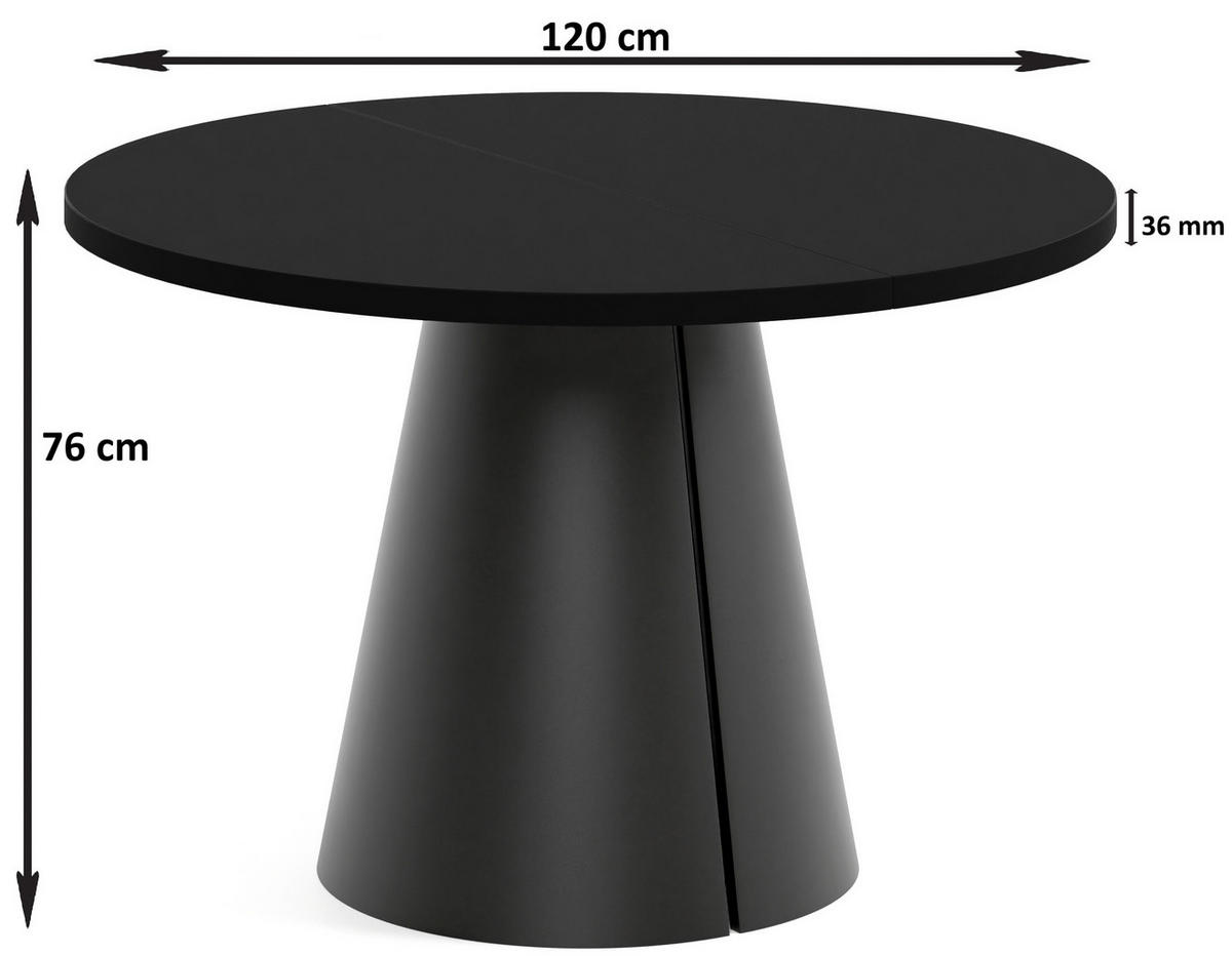TISCH Kaschmir ALMA Ausziehbar 120/196 cm - Kaschmir/Schwarz, Holzwerkstoff (2/120/76cm) - Sepro Meble