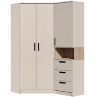 ECKKLEIDERSCHRANK REGAL GRANT SET 15/C GRAUBEIGE CASHMERE 143/195/91 - Kaschmir/Schwarz, Holzwerkstoff/Kunststoff (143/195/91cm)