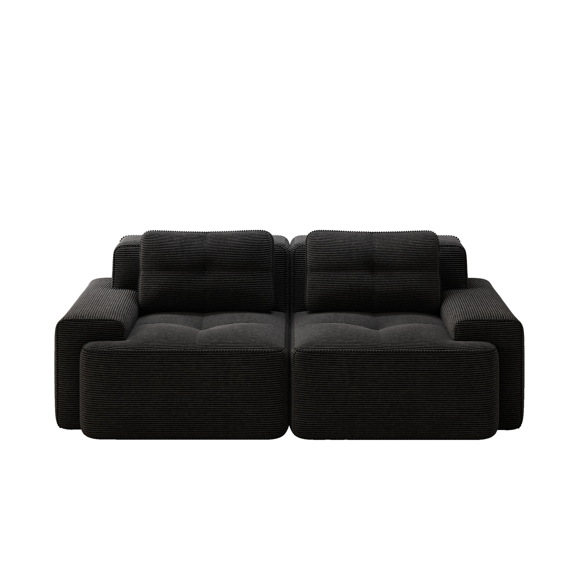 SOFA aus Cordstoff mit Tiefsitz Modulares für Wohnzimmer, schwarz - Schwarz, Textil (104/69/204cm) - Luhomfu