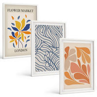 BILDER SET 3er Set - 40x60 cm Weißer Rahmen - Moderne abstrakte Blumen - Weiß, Kunststoff (40/60cm) - TULUP