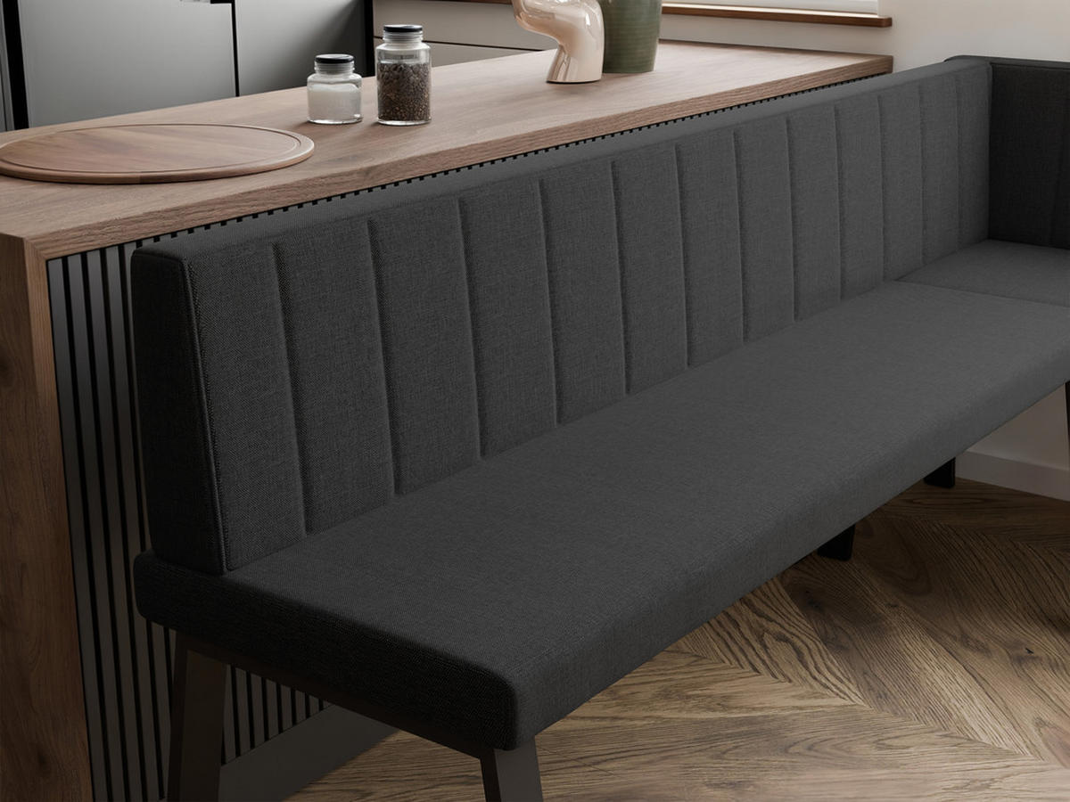 ECKBANK rechts MONO Y Webstoff gesteppt, 142/196 cm Anthrazit - Anthrazit, Textil/Metall (142/196cm) - Idohome