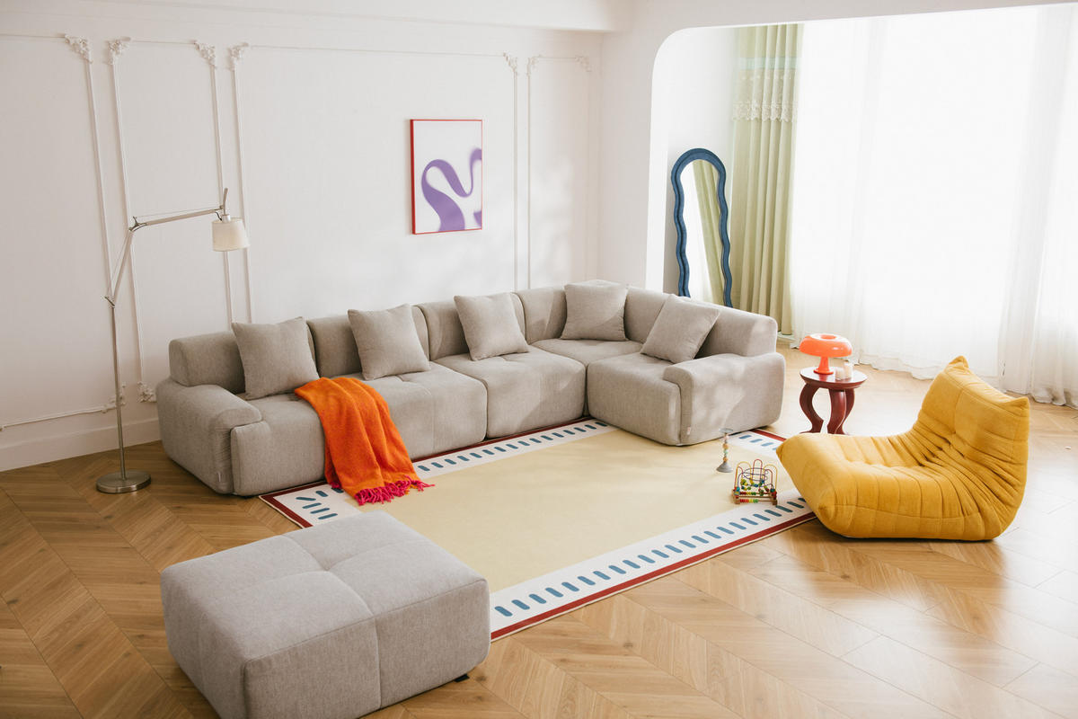 WOHNLANDSCHAFT Chenille Sandbeige - Sandfarben, Textil (345/73/190cm) - MILYsofa