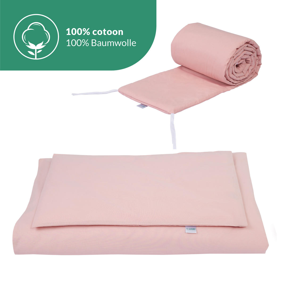 BABYBETT WHITE, 7in1 mit Matratze - Weiß/Rosa, Holz (73/123cm) - waldin