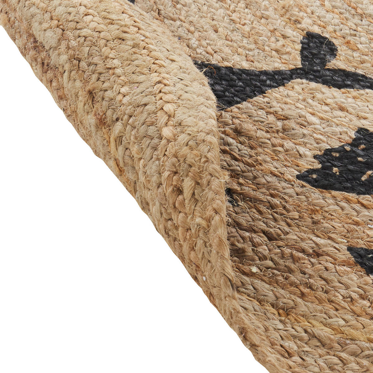 KURZFLOR-TEPPICH Beige 120 cm Earth - Beige/Schwarz, Naturmaterialen (120/120cm) - Beliani