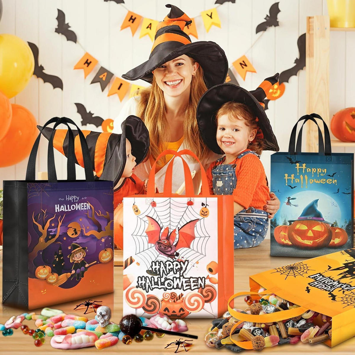 GESCHENKTÜTE Halloween 6-teiliges Set 38x30x10cm - Multicolor, Textil (30/10/43cm)