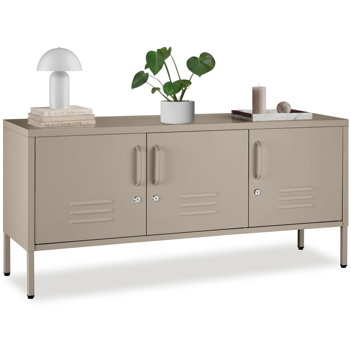 SIDEBOARD Baker, Kippschutz, höhenverstellbare Füße, taupe - Taupe, Metall (120/55.5/37.5cm) - tectake