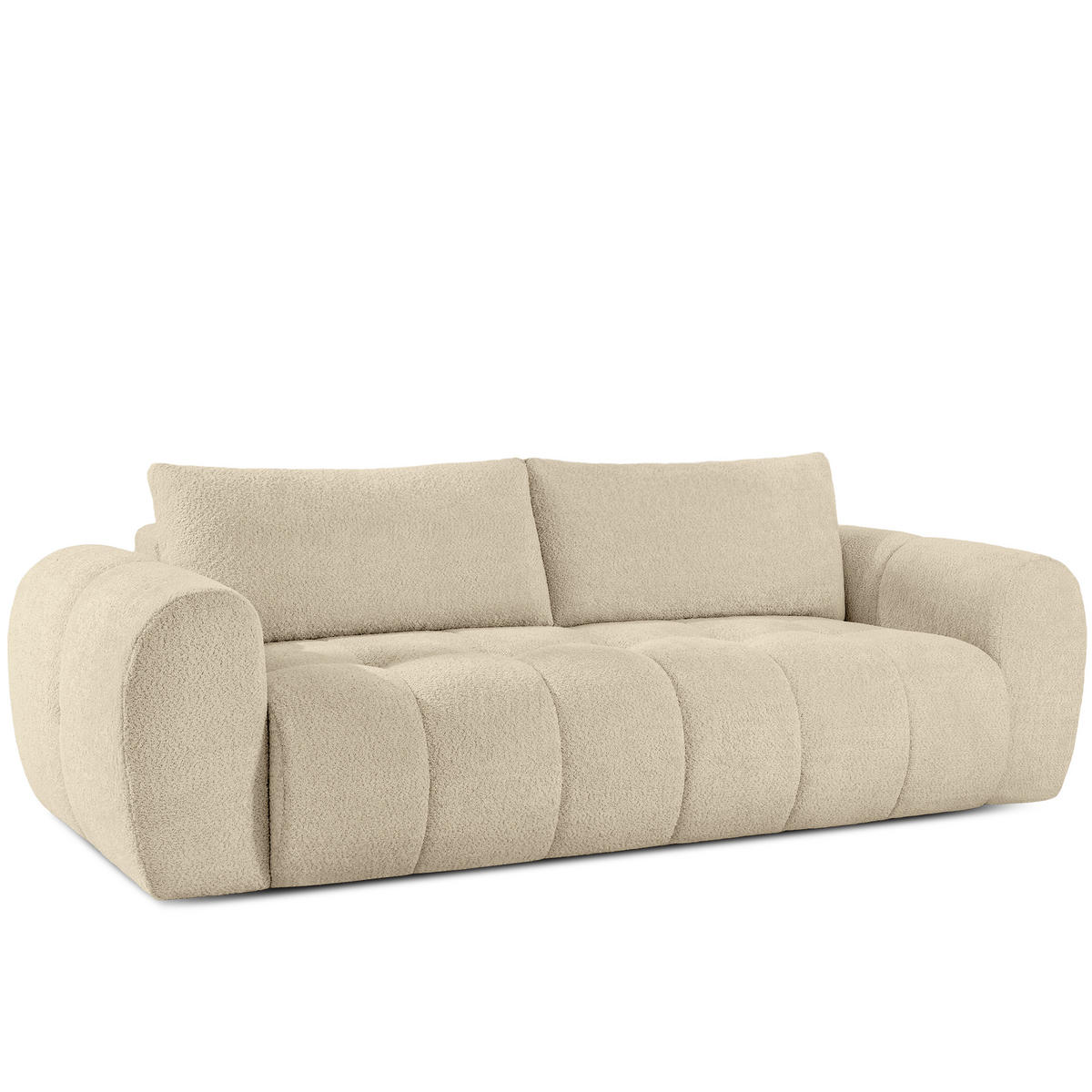 EINZELSOFA LIRA, Hellbeige, Bouclé - Beige, Holz/Holzwerkstoff (256/84/112cm) - KONSIMO®