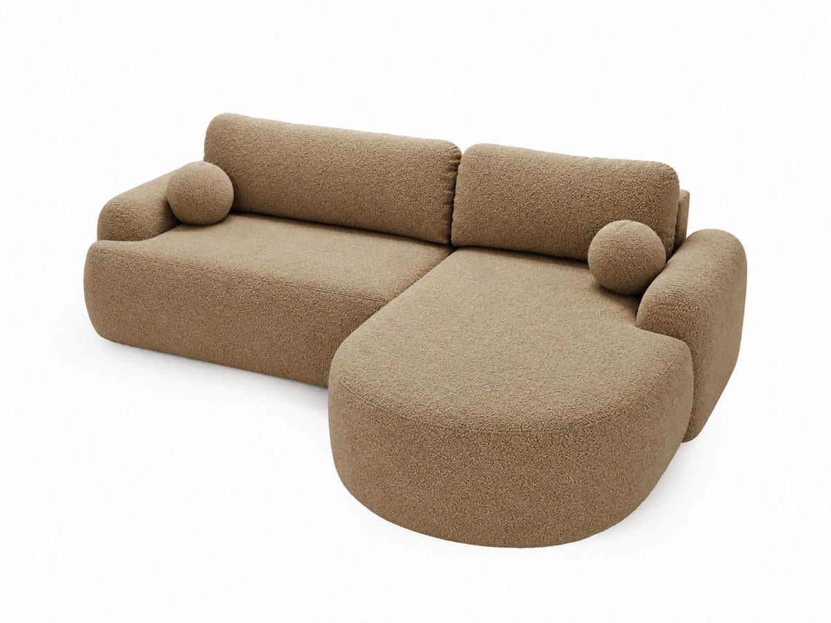 ECKSOFA Aurio Hellbraun Rechts - Hellbraun, Holz/Textil (261/177cm) - Graingold