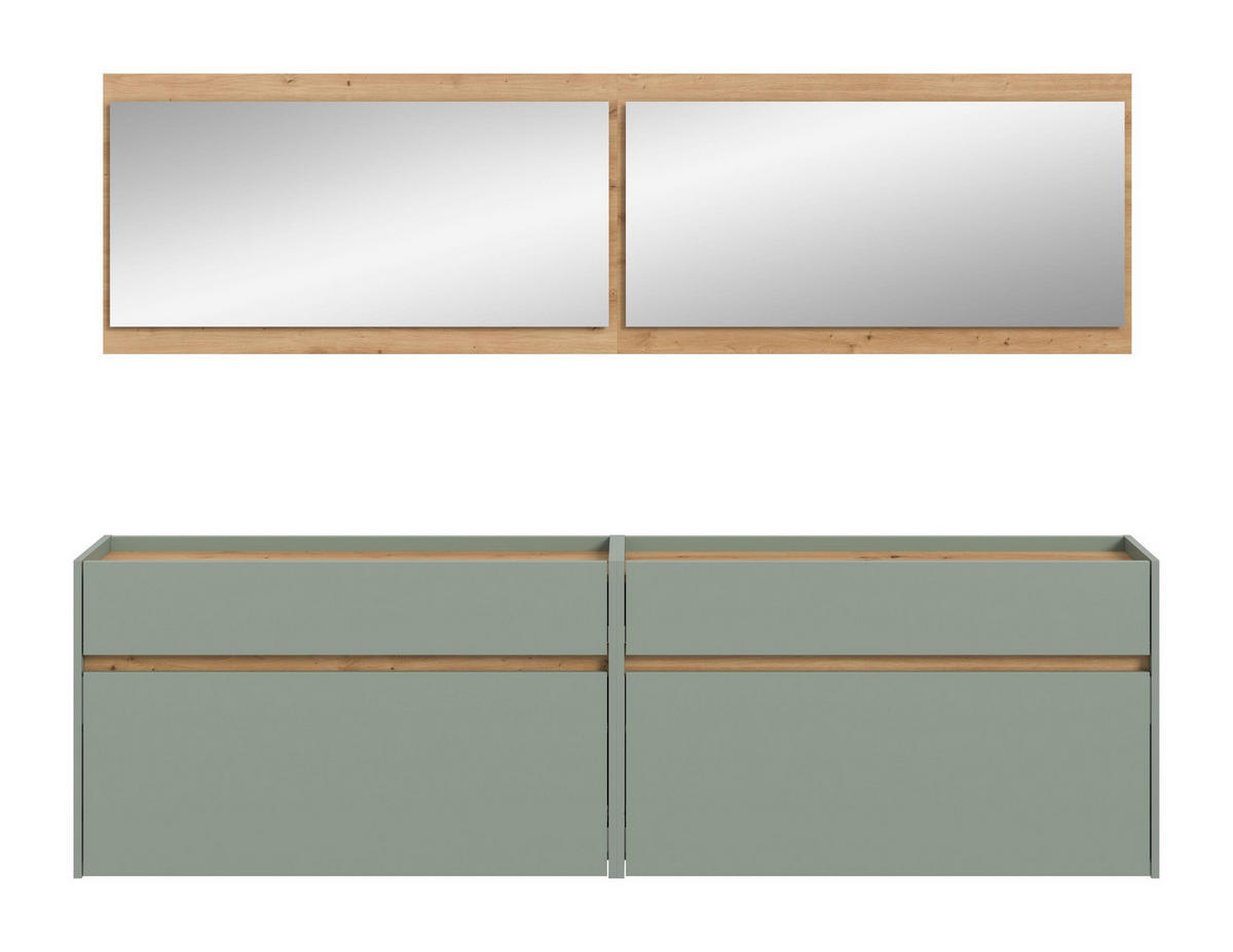 GARDEROBEN-SET DRIVE 4-tlg. (B/H/T: ca. 220/192/32 cm) in Salbei/Salbei - Salbeigrün, Holzwerkstoff (220/192/32cm)