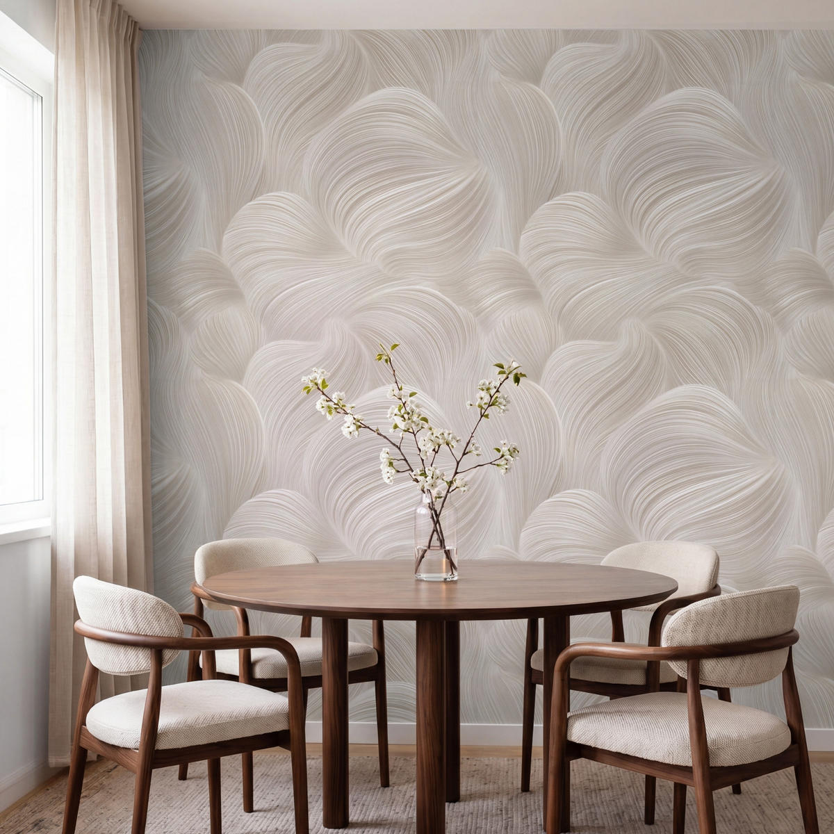 TAPETE - Lines - Ventilator - Beige - 200x200 cm - Creme, Papier (200/200cm) - OnlyWow