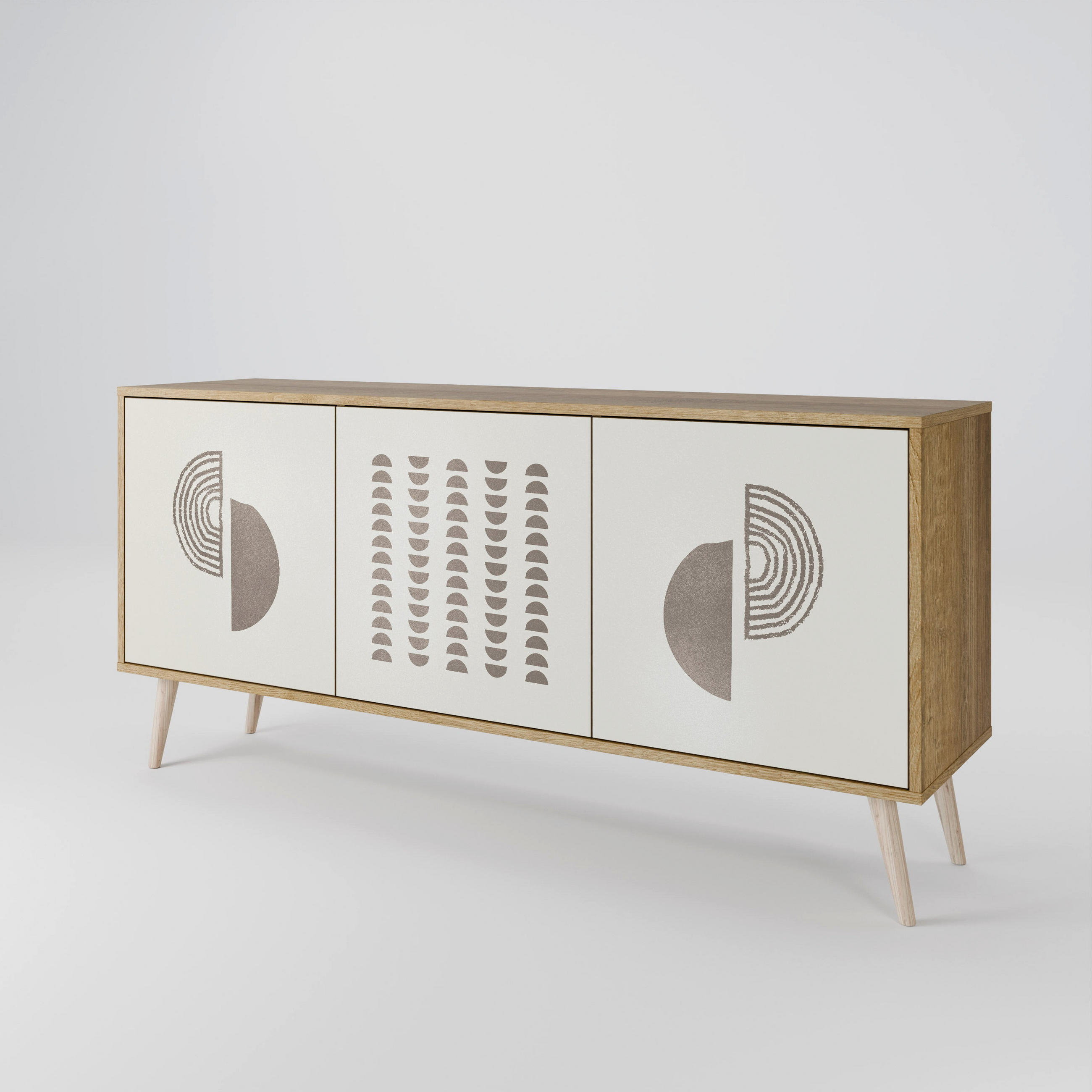 SIDEBOARD HARMONY ESSENCE, Eicheneffekt, 164,5x42x77,5 cm, 3 Türen - Eichefarben/Buchefarben, Holzwerkstoff/Buchenholz (164.5/77.5/42cm) - SpaceRebels