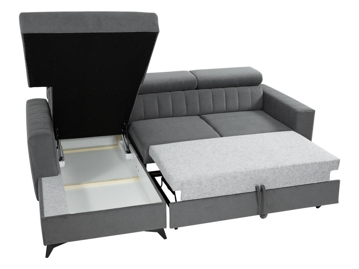 ECKSOFA Milano, Seite: Links LC+2R - Schwarz/Dunkelblau, Holz/Textil (236/172cm) - MIRJAN24