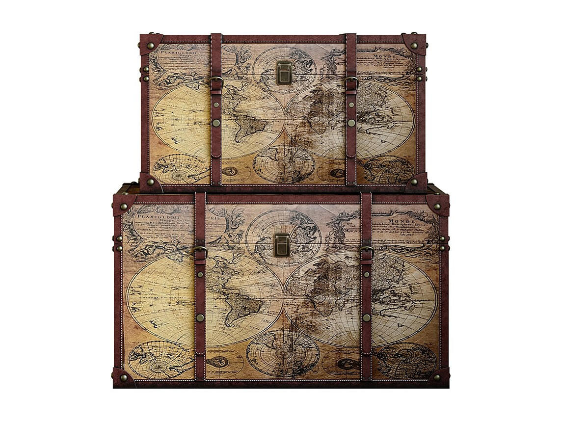 TRUHE und Kiste - 59 cm, 69 cm x 36 cm, 43 cm - stoff - braun Aventura - Braun, Holz/Holzwerkstoff (59/40/36cm) - Vente-Unique