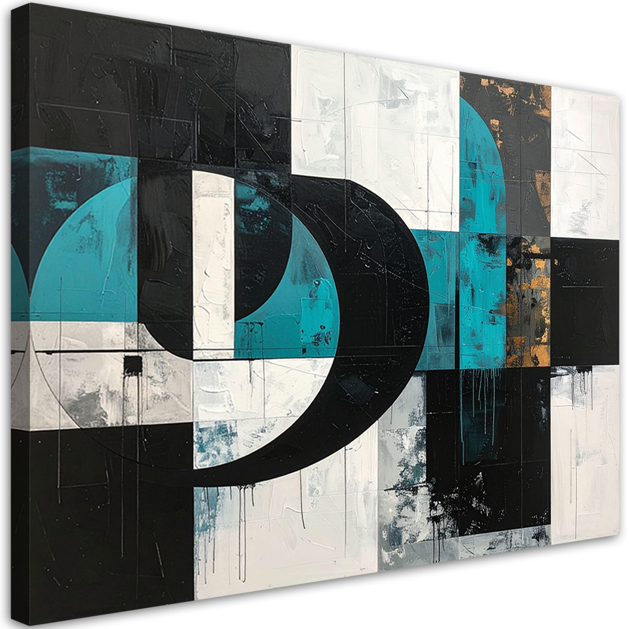 LEINWANDBILD 3D und geometrisch 60x40cm - Türkis, Textil (60/40cm) - Feeby