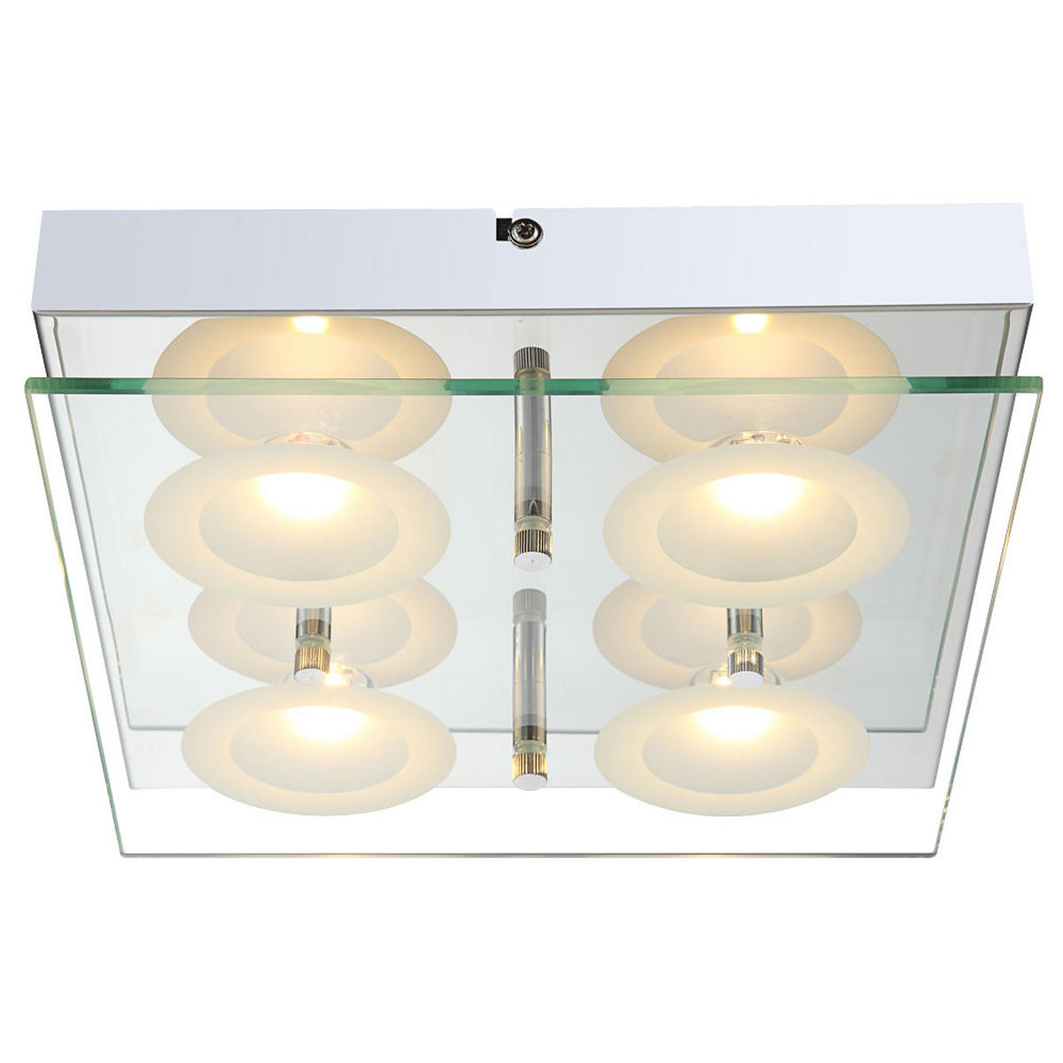 LED DECKENLEUCHTE Metall Glas Silber - Silberfarben, Glas (25/25/6.5cm) - Globo Lighting