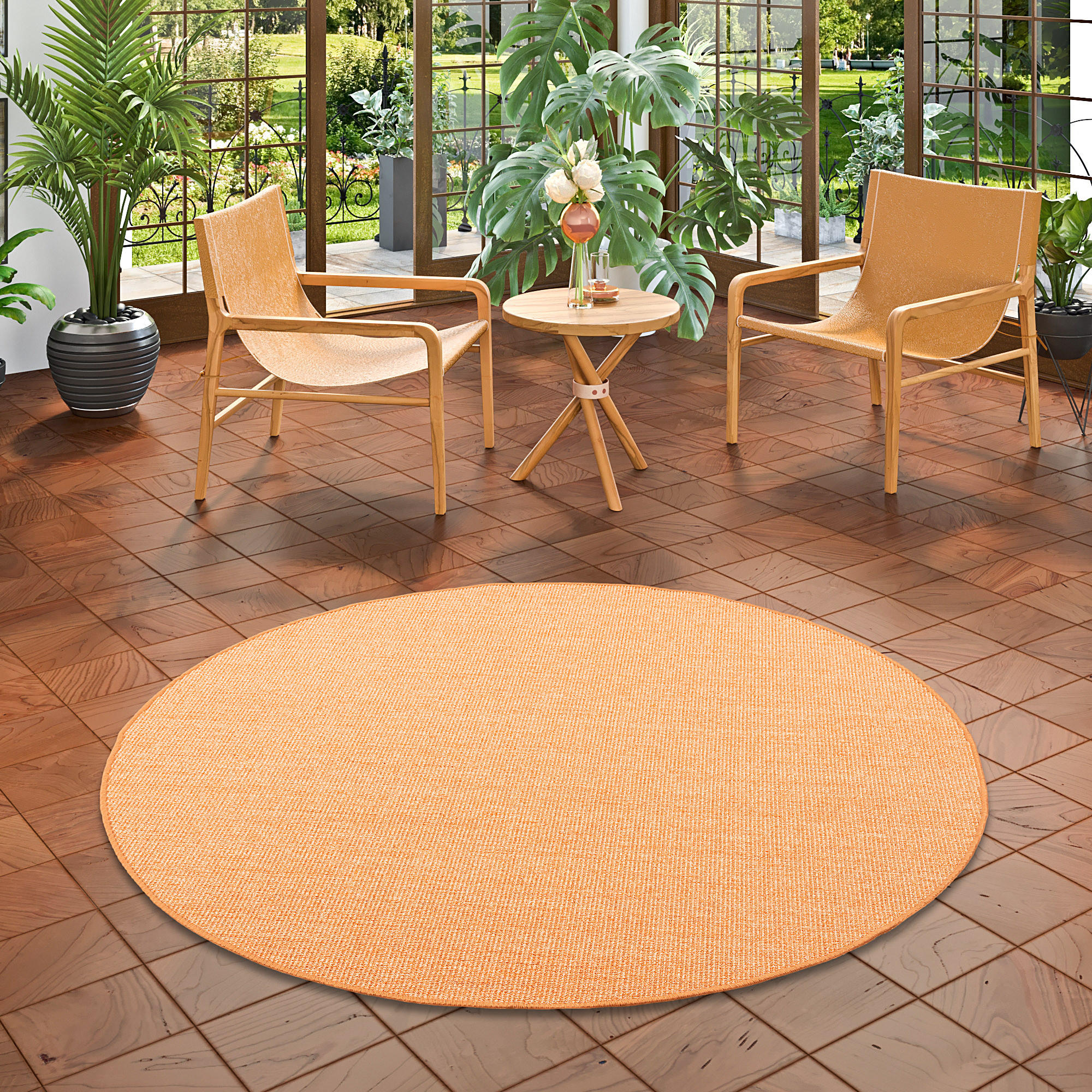 SISAL NATUR TEPPICH RUND - Orange, Textil (100/100cm) - Snapstyle