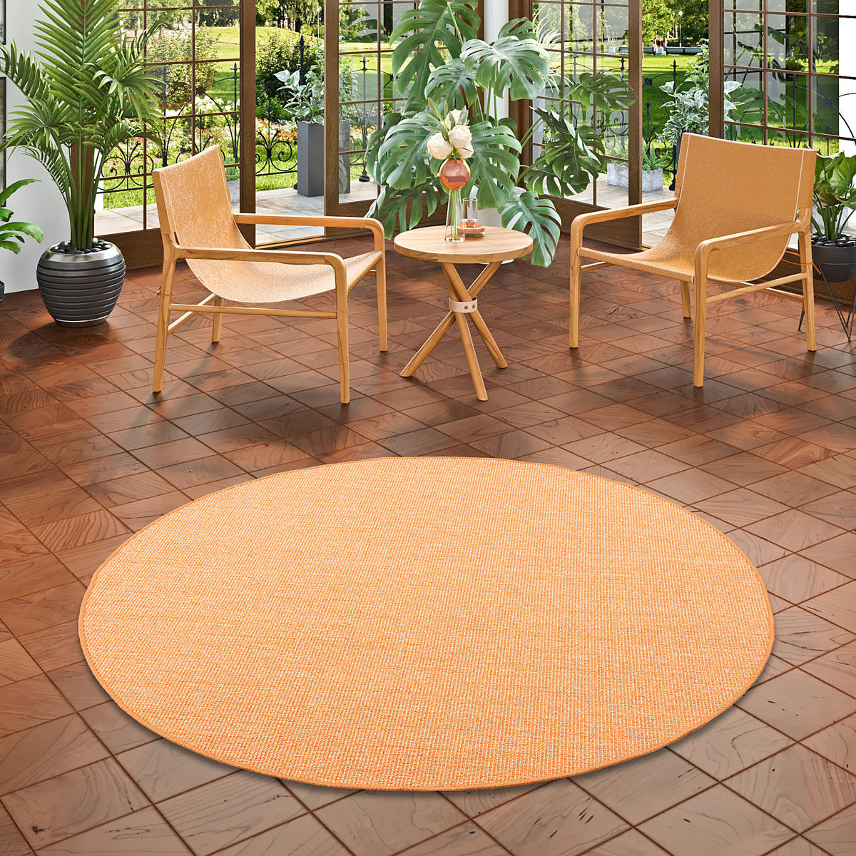 SISAL NATUR TEPPICH RUND - Orange, Textil (100/100cm) - Snapstyle